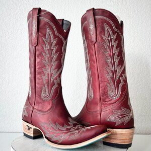 Lane LEXINGTON Red Cowboy Boots Womens 9.5 Leather Western Wear Snip Toe Tall